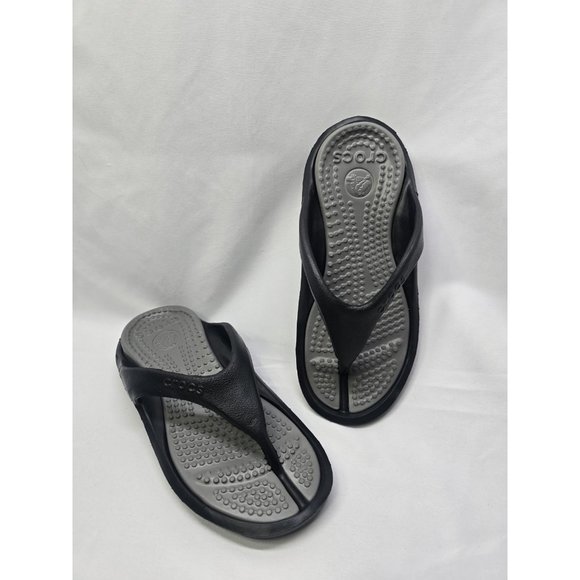 Crocs Womens Athens Sandal Size 6 Black/Gray Thong Flip Flop Slide Shoes Unisex - Picture 1 of 8